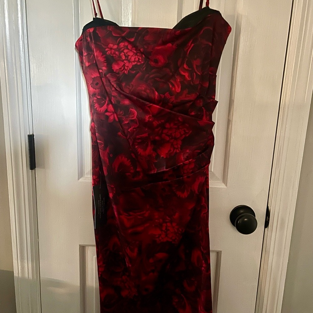 Ann Taylor Strapless Red Floral Dress